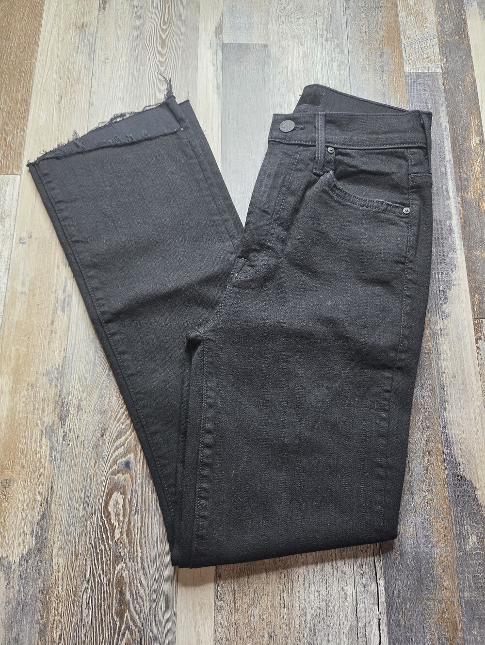 Mother Jeans Insider Crop Step Fray Size 25 Black